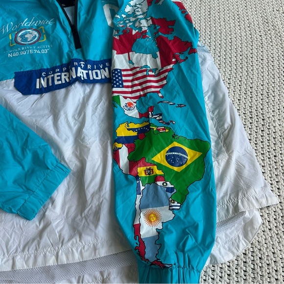 Copper Rivet Denim Factory Half Zip Hooded Multicolored Windbreaker Unisex 2XL - Picture 6 of 7